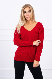 Dámsky sveter s výstrihom 2019-33 červený
