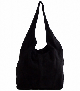 Kožená kabelka v úprave semiš 804A čierna Made in Italy
