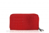Talianska kožená peňaženka na zips kroko štýl červená
