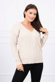 Dámsky sveter s výstrihom 2019-33 béžový
