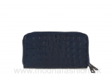 Talianska kožená peňaženka na zips kroko štýl modrá