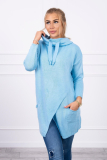 Dámsky sveter s prekladanou prednou časťou MI2019-6 mebesky modrý