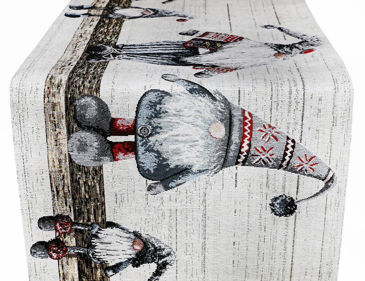 Vianočný gobelínový behúň na stôl Šedý škriatok 40x180 cm Chenille IT04