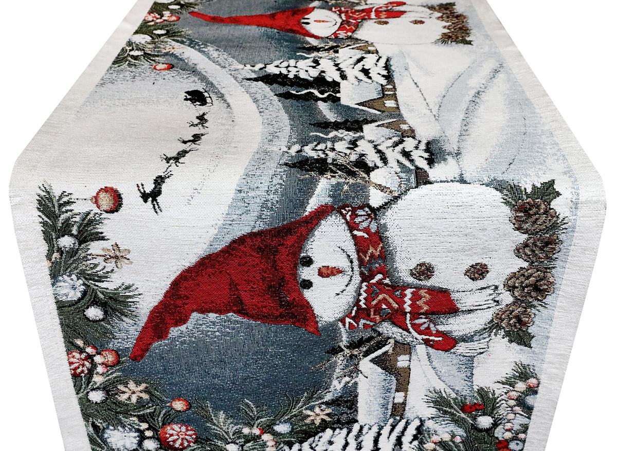 Vianočný gobelínový behúň na stôl Snehuliak 40x180 cm Chenille IT07