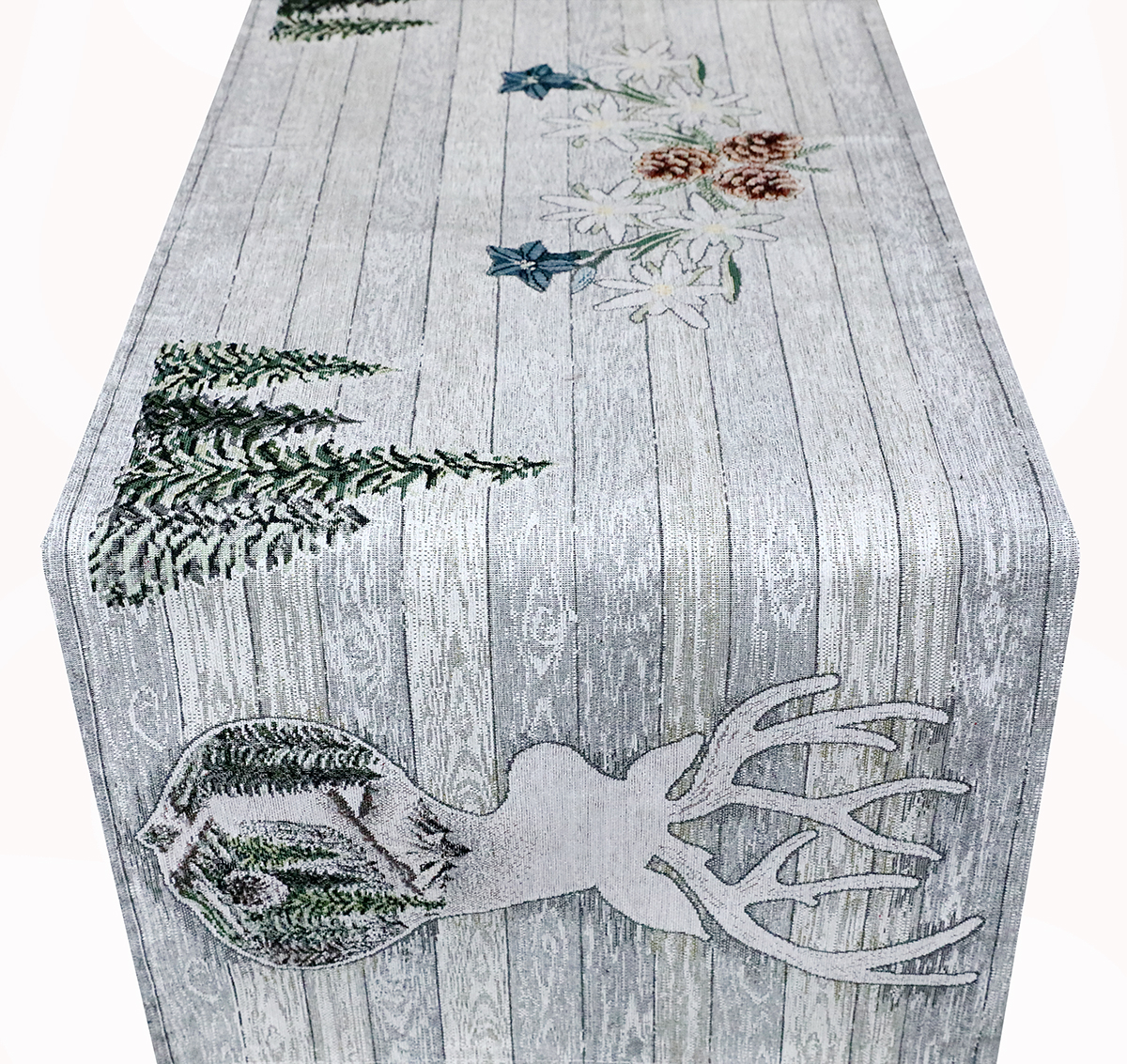 Gobelínový behúň na stôl Jeleň šedý 40x130 cm Chenille IT027