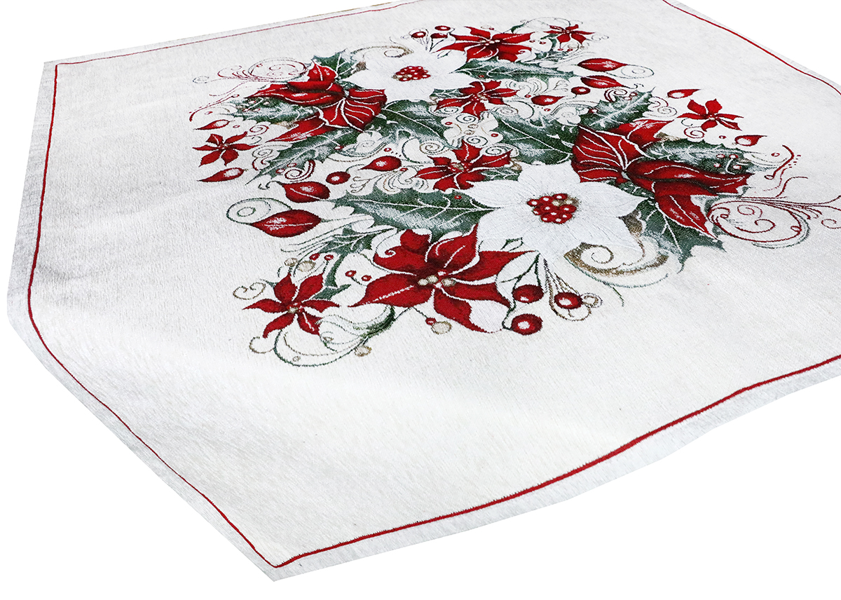 Vianočný gobelínový obrus na stôl Vianočná ruža 90x90 cm Chenille IT040