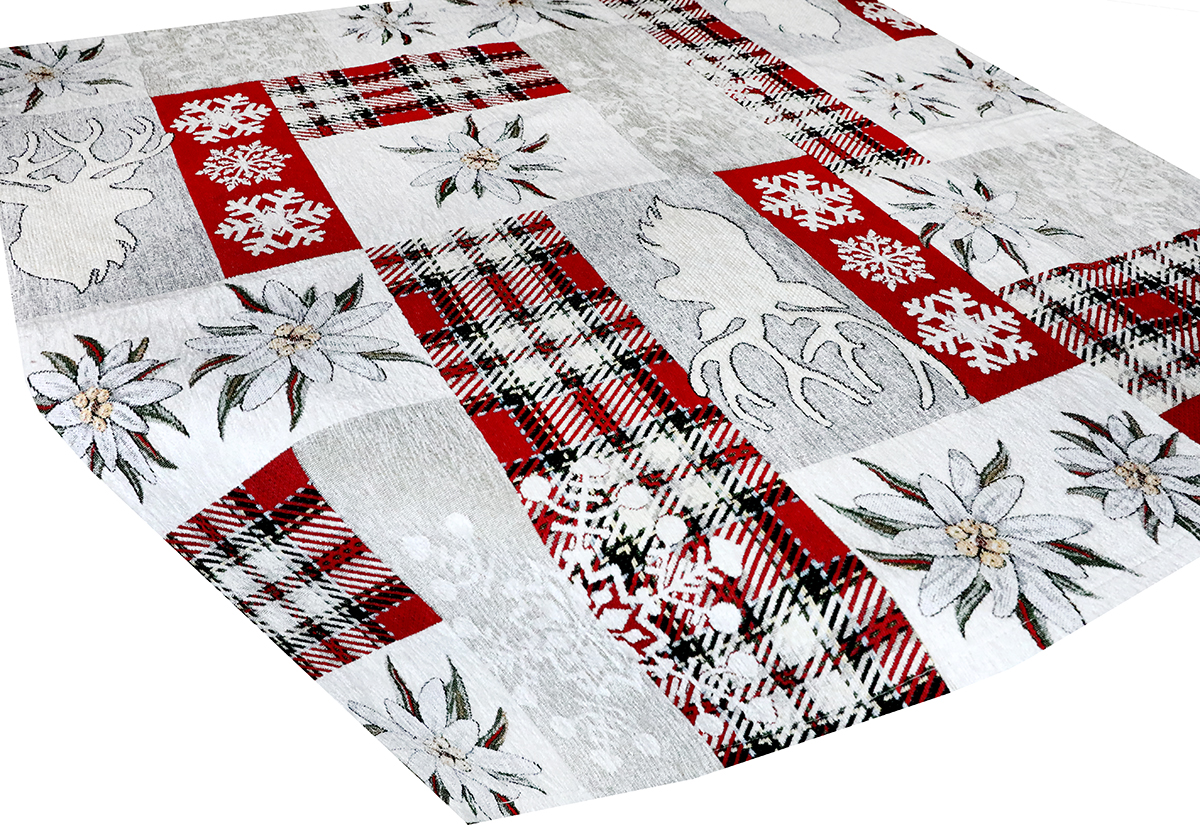 Vianočný gobelínový obrus na stôl Červená elegancia 90x90 cm Chenille IT041