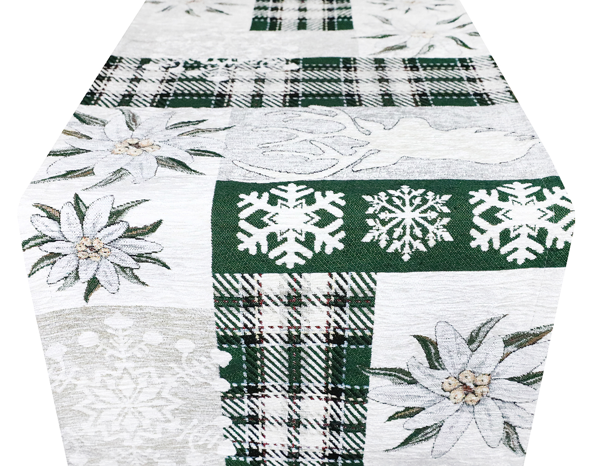 Vianočný gobelínový behúň na stôl Zelená elegancia 40x130 cm Chenille IT041