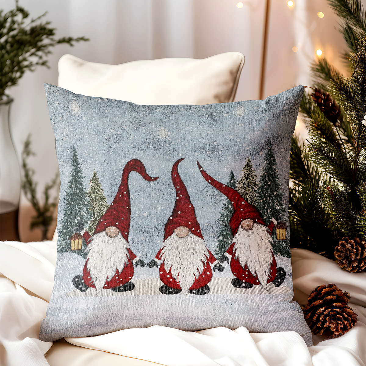 Vianočná gobelínová obliečka na vankúš Merry Christmas 42x42 cm Chenille IT044