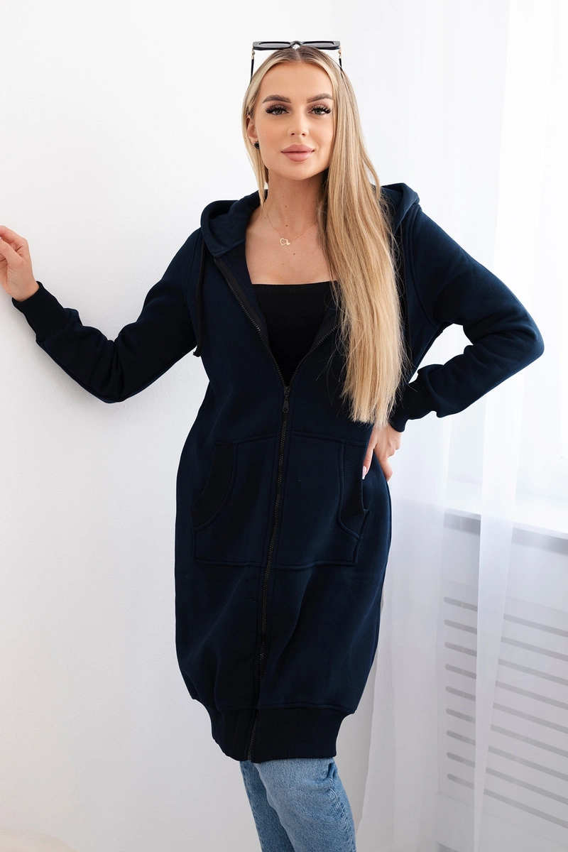 Dámska zateplená mikina s kapucňou MI930 tmavomodrá