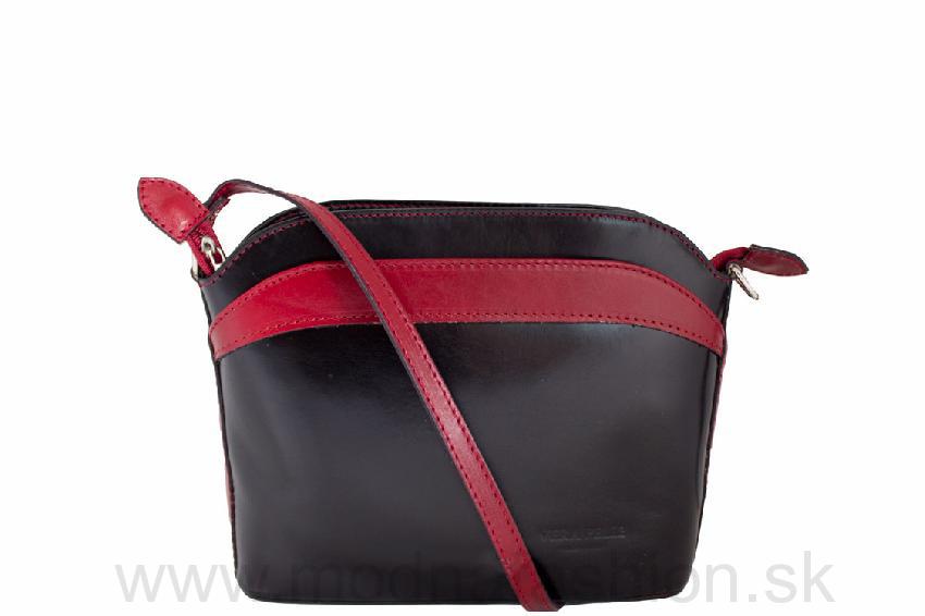 Kožená kabelka 33 čierna + červená