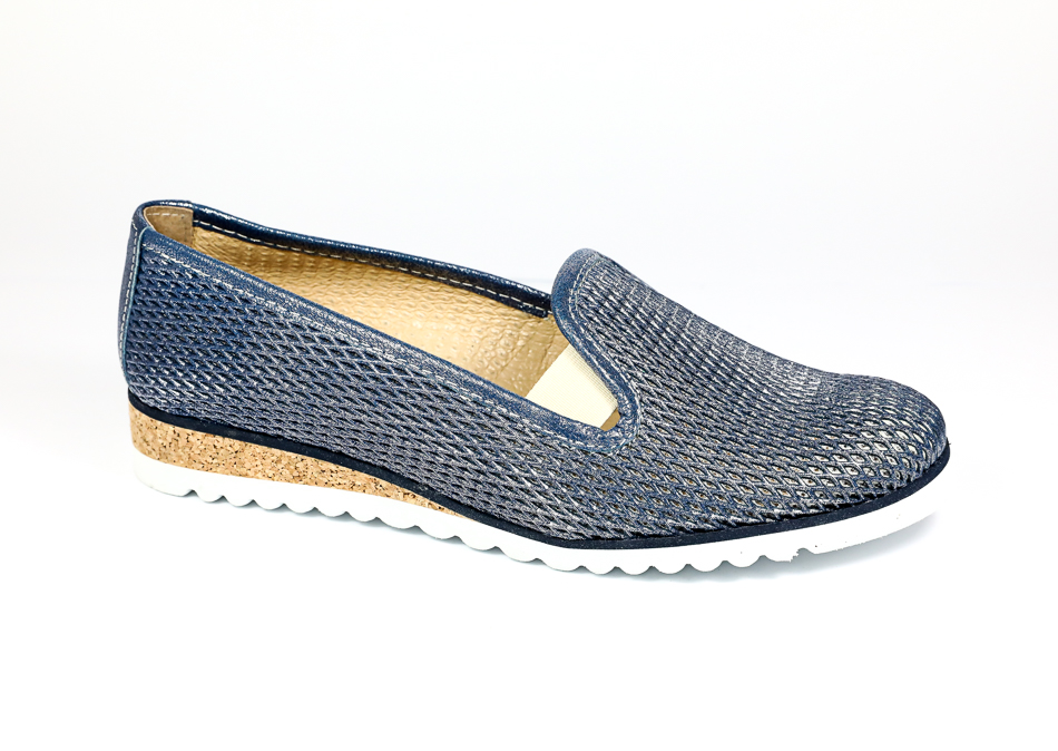 Kožené slip-on mokasíny LORETTA VITALE 99 modré