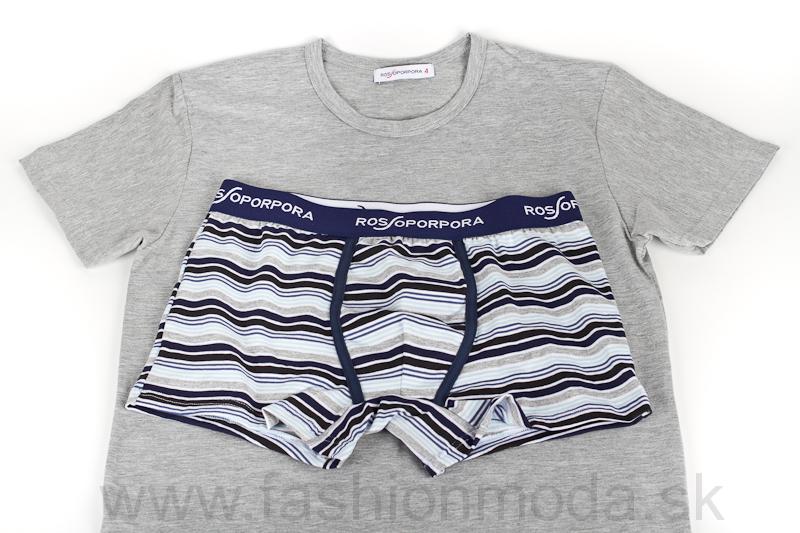 Pánske boxerky + tričko šedé ROSSOPORPORA
