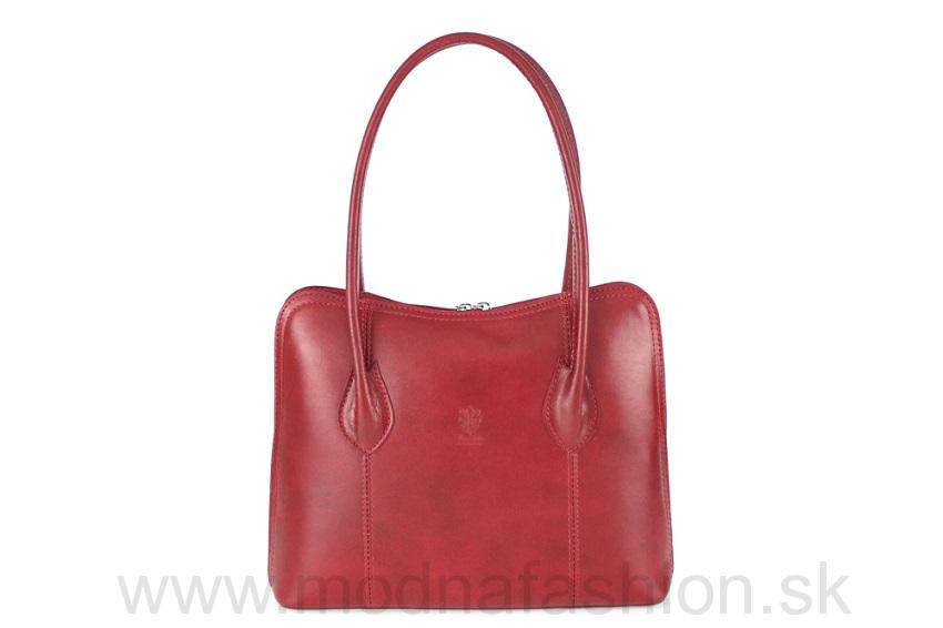 Talianska kožená kabelka 672 červená 