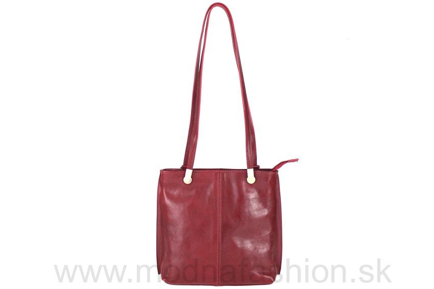 Kožená kabelka na rameno/batoh červený