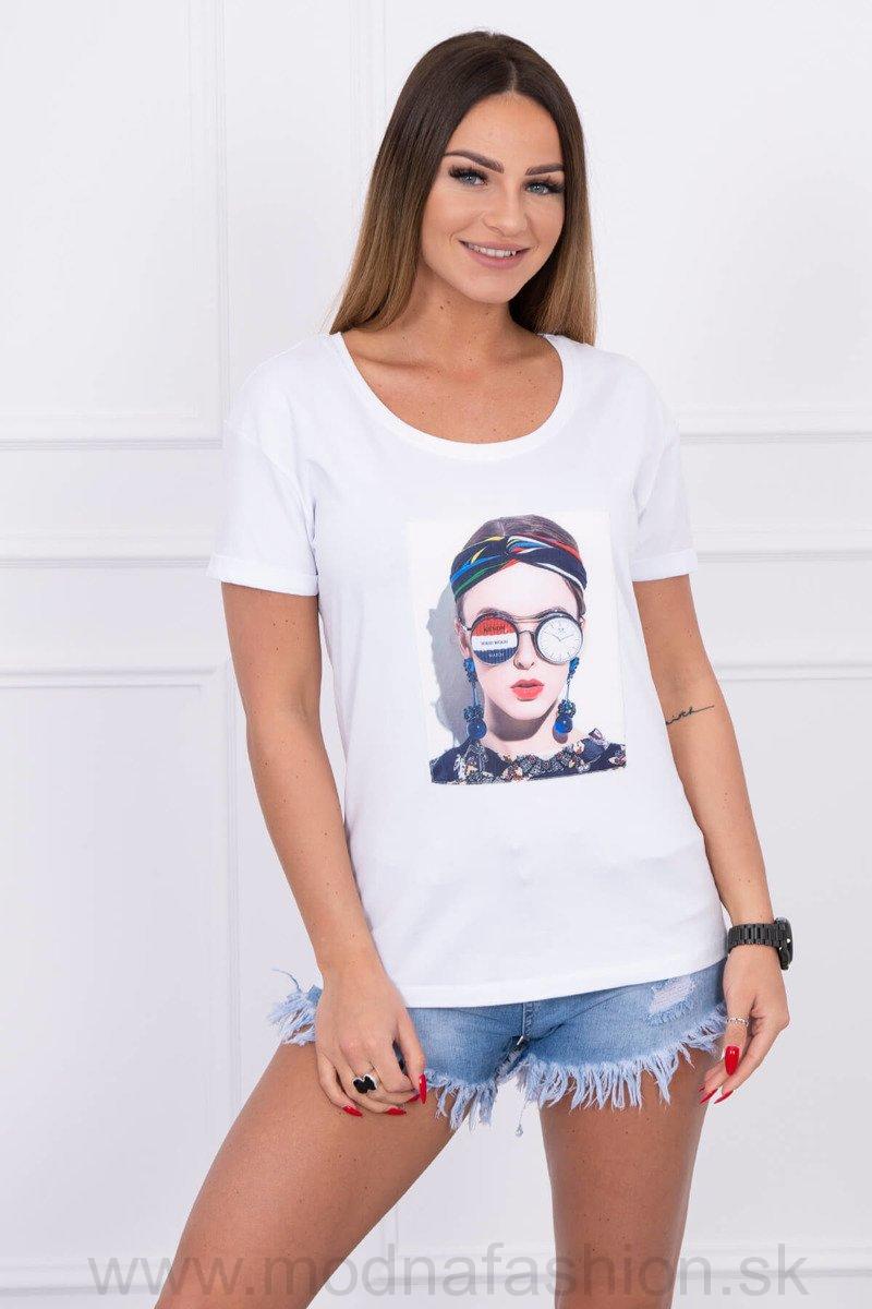 Dámske tričko s grafikou ženy MI5405 biele