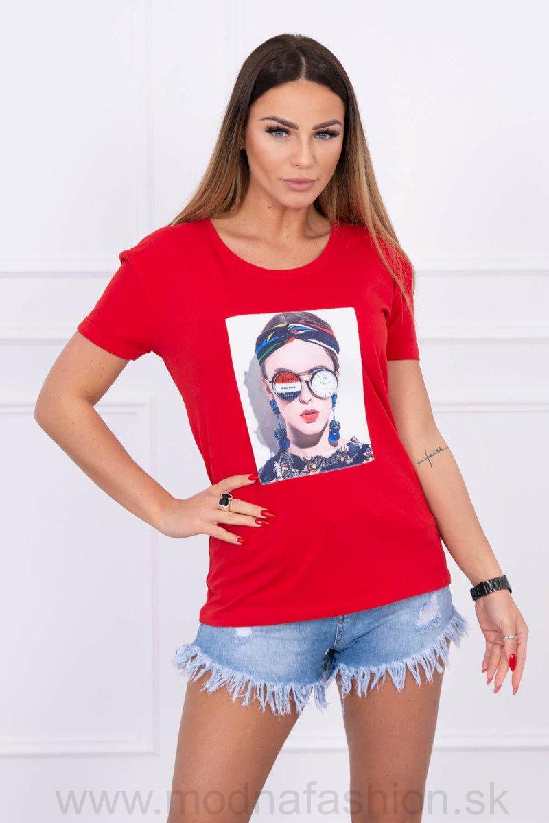 Dámske tričko s grafikou ženy MI5405 červené