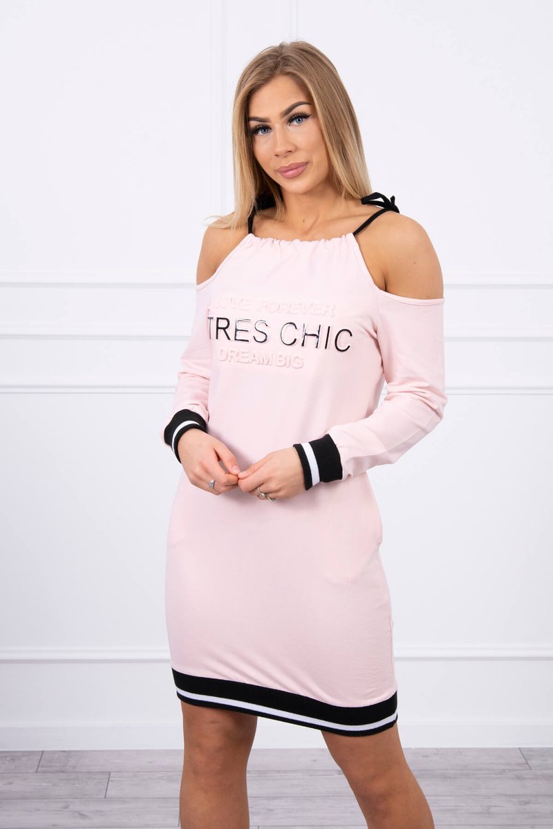 Šaty Tres Chic MI62182 pudrovo ružové