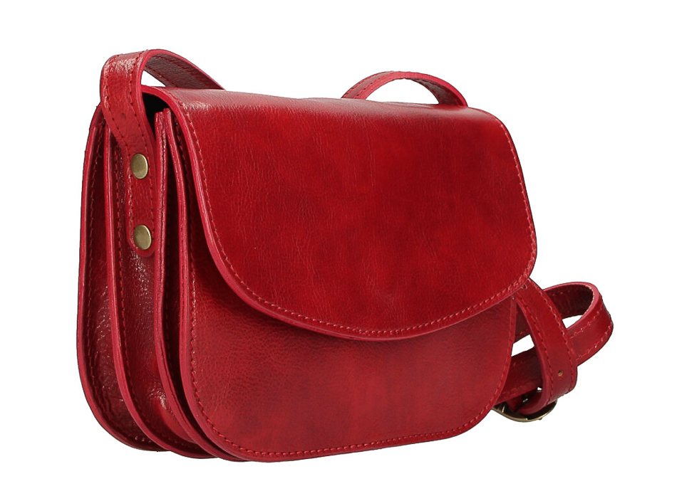 Kožená kabelka na rameno MI896 červená Made in Italy