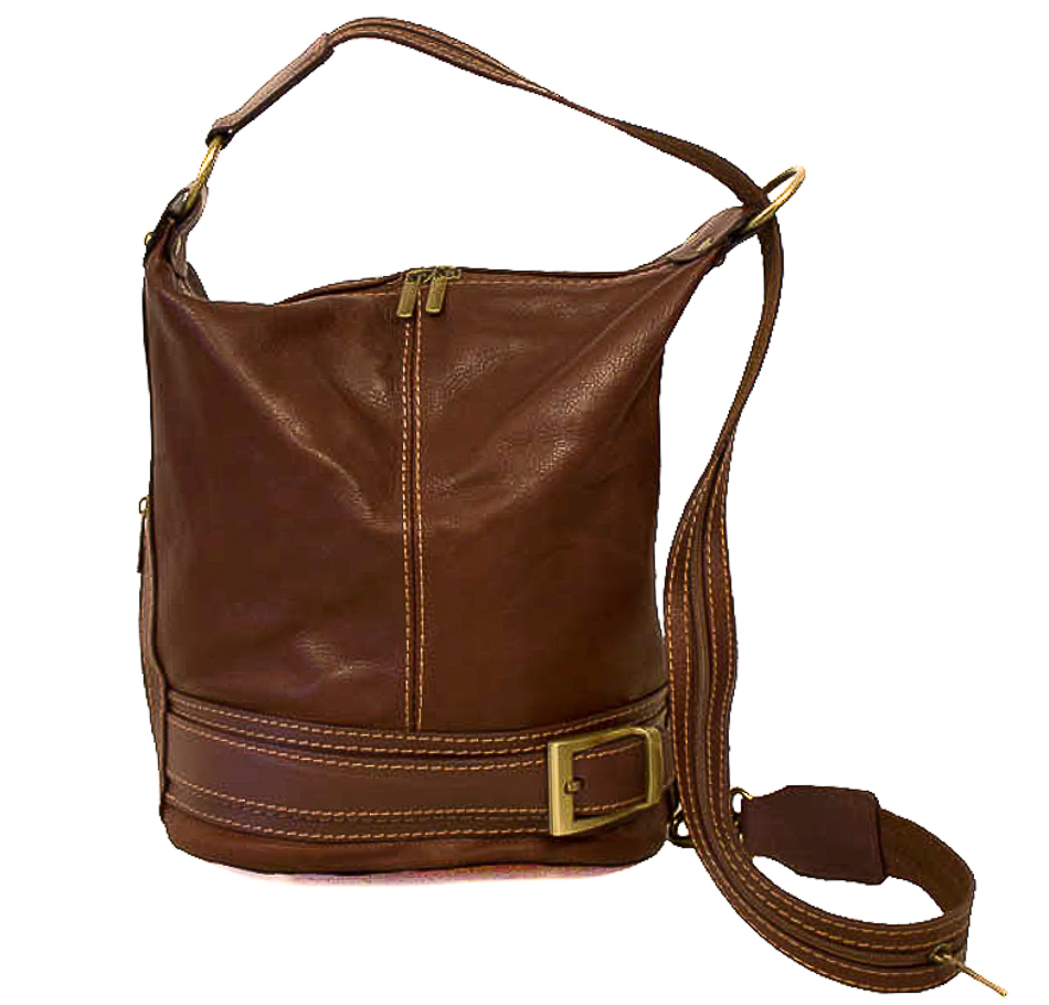 Dámska kožená kabelka/batoh 1201 hnedá Made in Italy