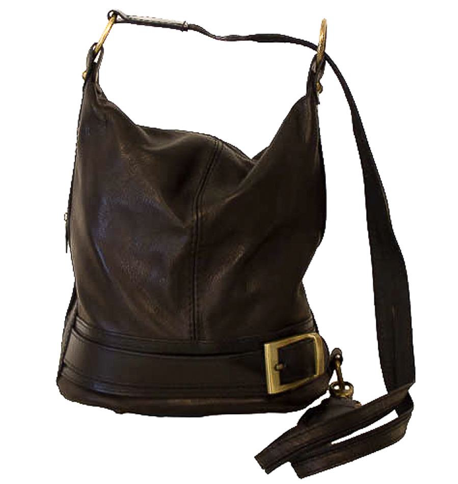 Dámska kožená kabelka/batoh 1201 čierna Made in Italy