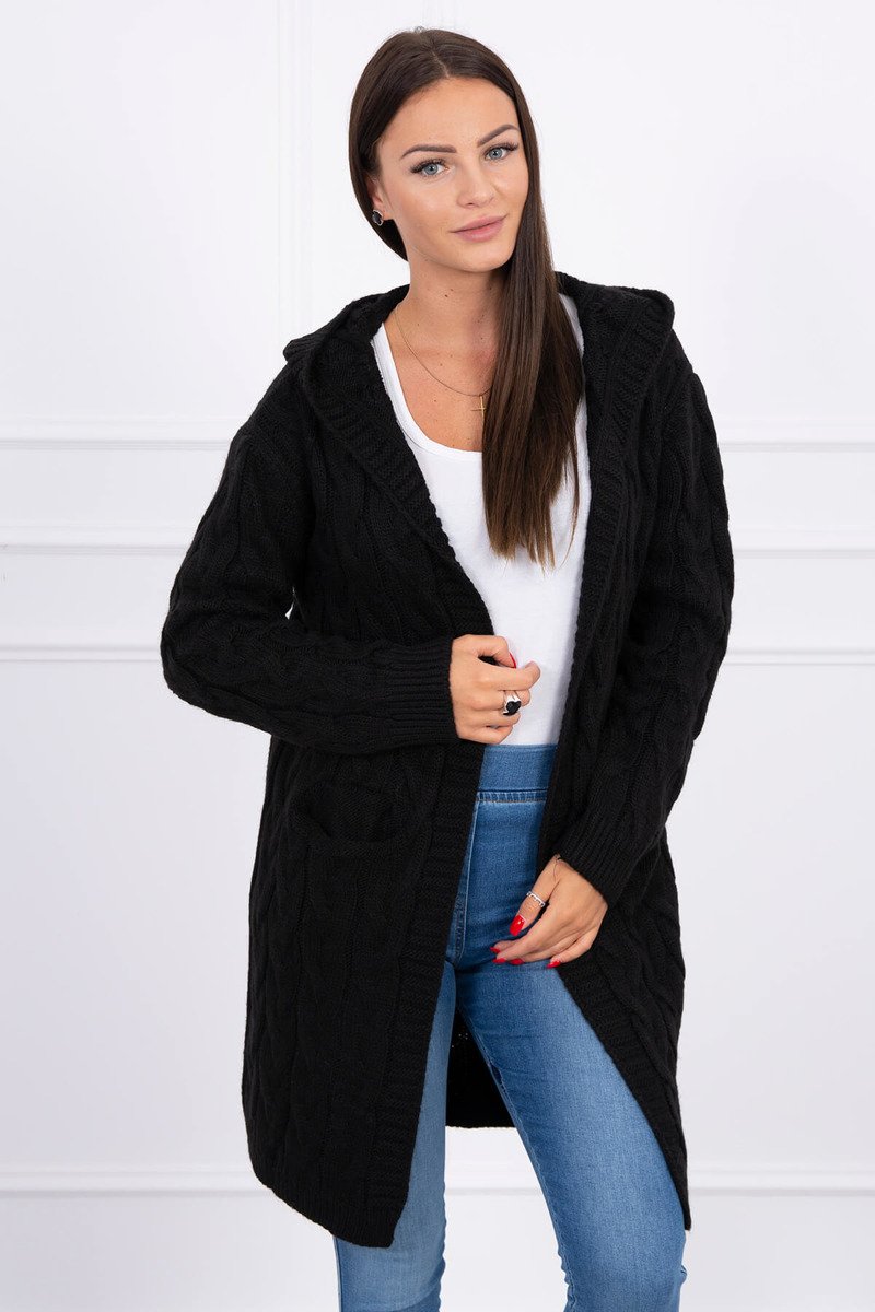 Dámsky sveter s kapucňou a vreckami MI2019-24 čierny