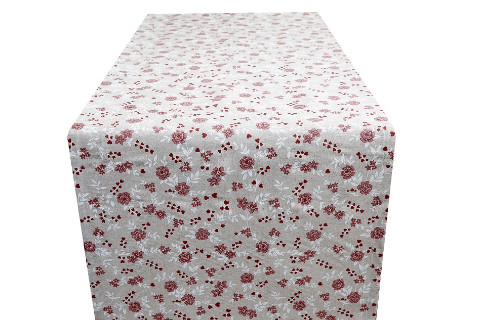 Behúň na stôl červené kvety 50x150 cm MADE IN ITALY