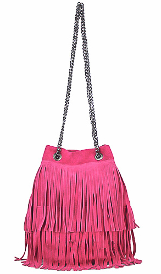 Kožená strapcová kabelka 429 fuchsia