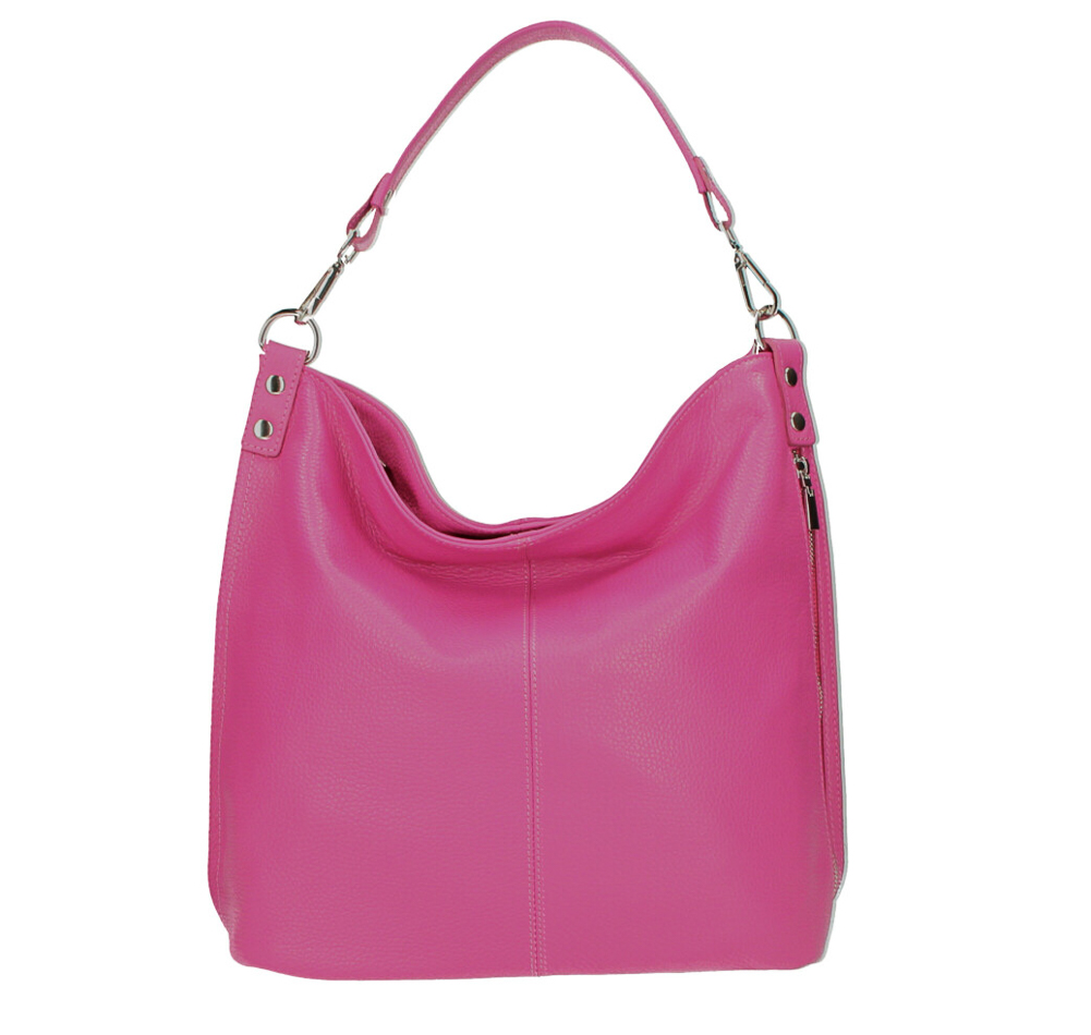 Kožená kabelka na rameno fuchsia