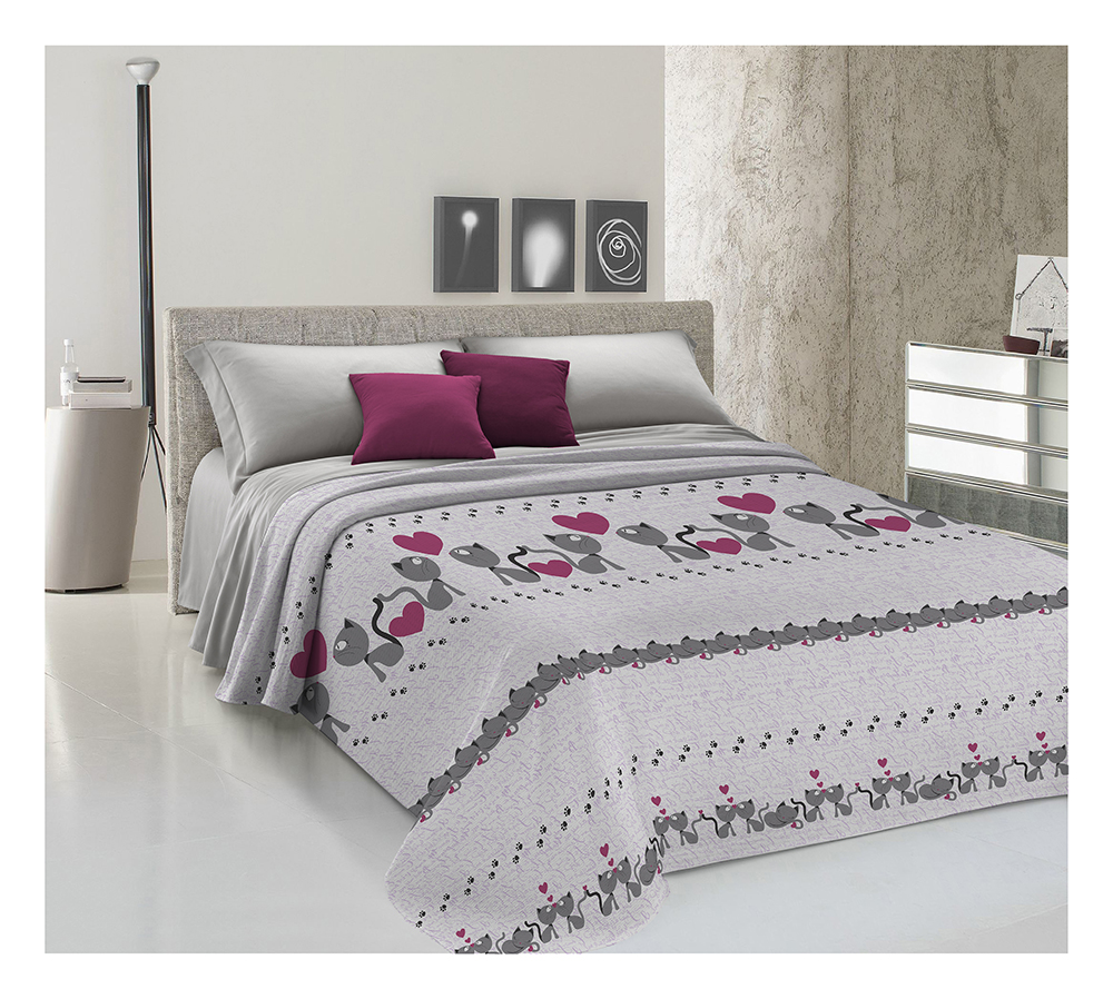 Žakarová prikrývka na posteľ MAČIATKA ružová
