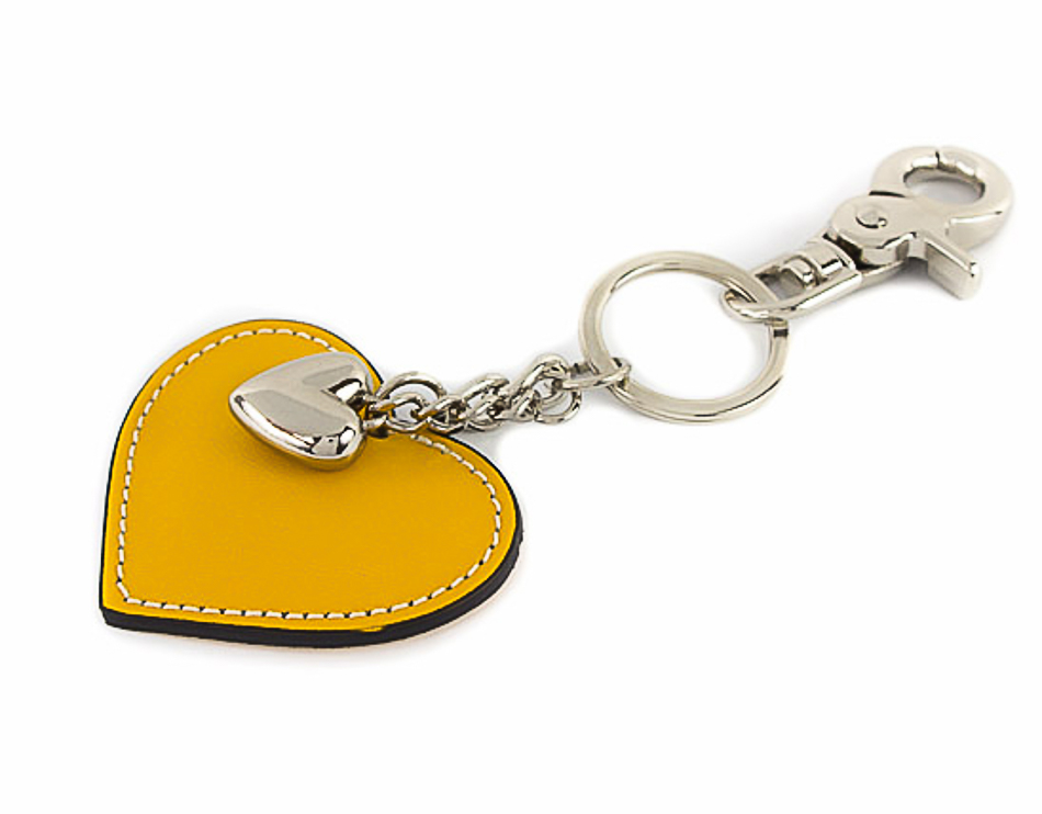 Kožená kľúčenka srdce žltá Made in Italy