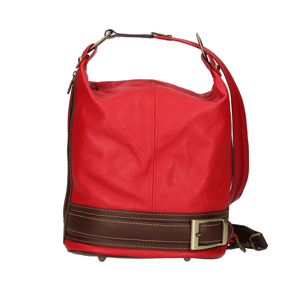 Dámska kožená kabelka/batoh 1201 červená Made in Italy