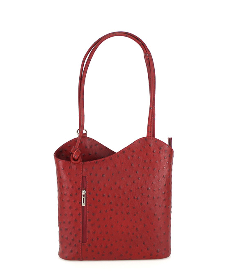 Talianska kožená kabelka/batoh 1260 červená Made In Italy
