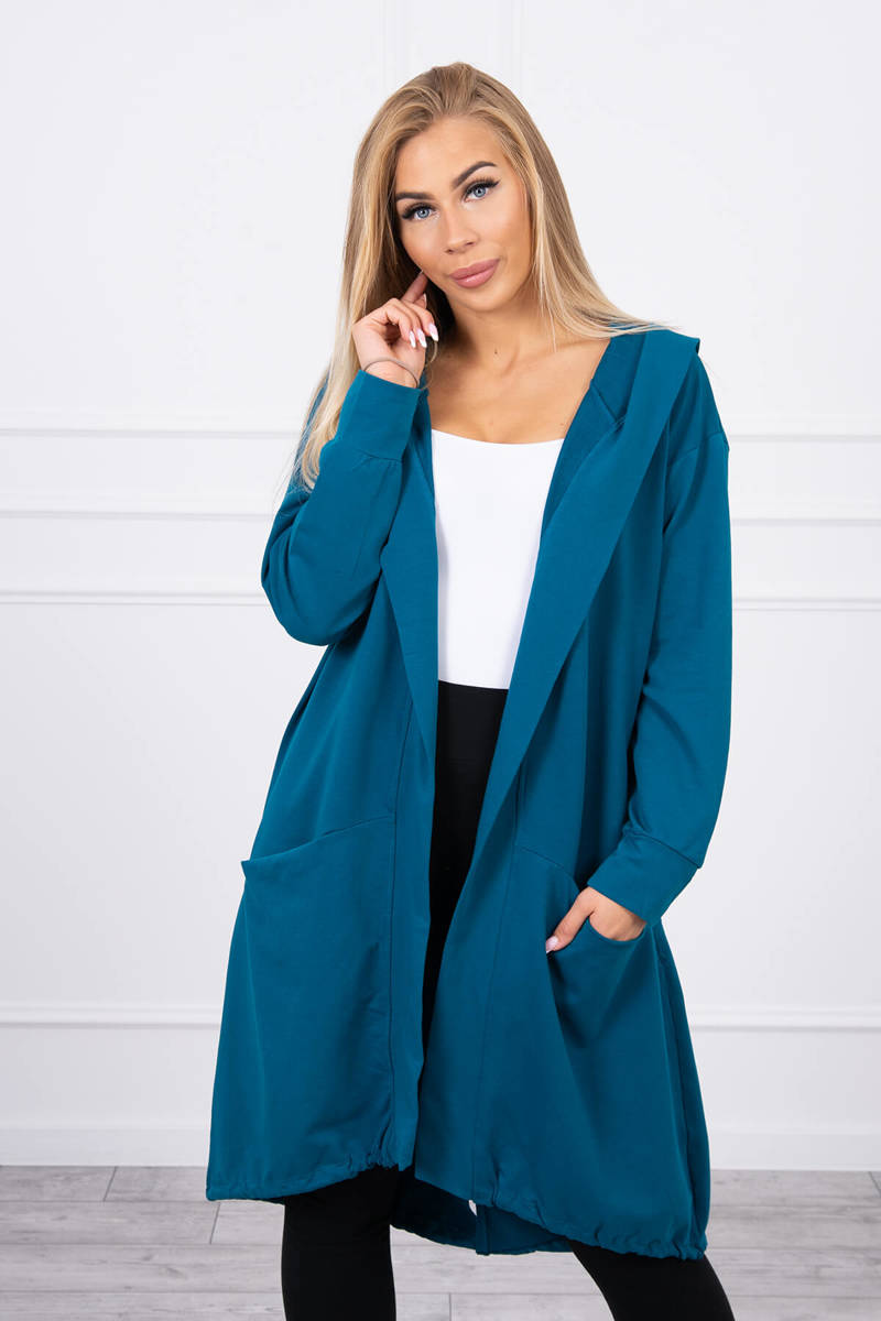 Dámsky kardigán s kapucňou oversize MI0044 morský