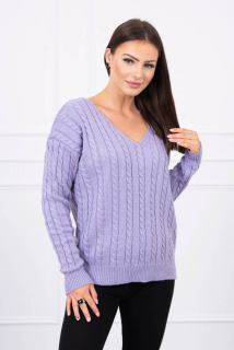 Dámsky sveter s výstrihom 2019-33 fialový