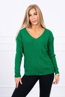 Dámsky sveter s výstrihom 2019-33 zelený