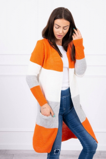 Dámsky sveter so širokými pruhmi  MI2019-12 oranžový