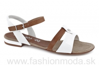 Dámske kožené sandále ZODIACO 878 bielo-hnedé