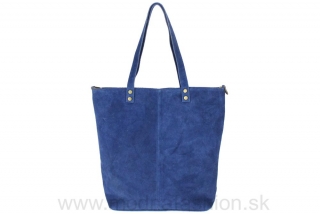 Kožená kabelka v semišovej úprave - jeans
