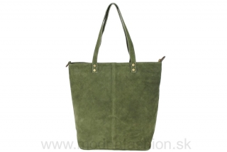 Kožená kabelka v semišovej úprave - zelená