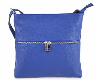 Kožená kabelka na rameno 147 azurovo modrá Made in Italy