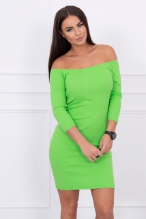 Vrúbkované šaty s výstrihom MI8974 zelené