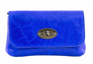 Kožená kabelka 1423 azurovo modrá Made in Italy