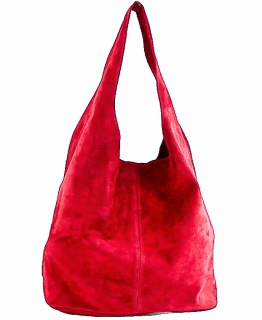 Kožená kabelka v úprave semiš 804A červená Made in Italy