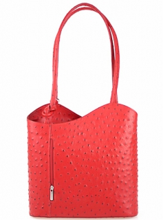 Talianska kožená kabelka/batoh 1260 svetločervená Made In Italy
