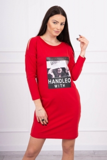 Šaty s potlačou Handle With červené