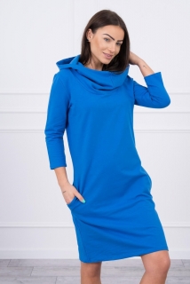 Šaty s kapucňou a vreckami MIG8847 azurovo modré