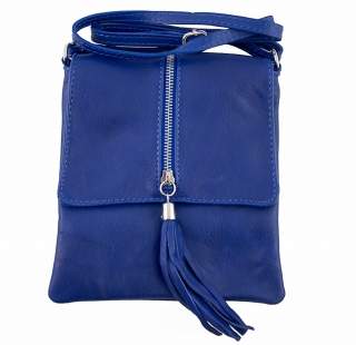 Kožená kabelka na rameno 603A azurovo modrá