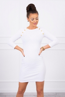 Dámske šaty zdobené gombíkmi MI5198 biele