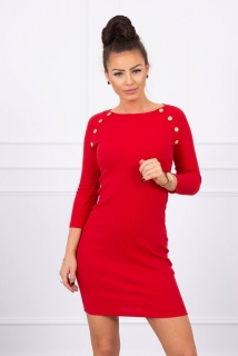 Dámske šaty zdobené gombíkmi MI5198 červené